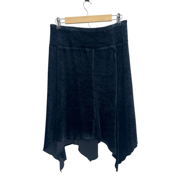 Express Black Velvet Bow Front Handkerchief Hem Skirt Small - Picture 2 of 3